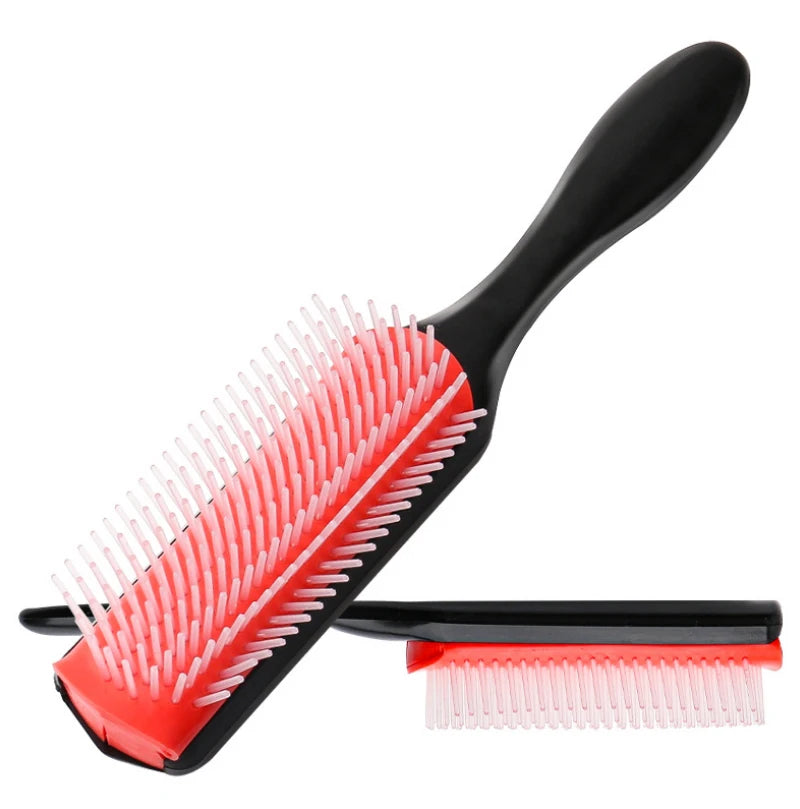 4 Color 9-Rows Denman Brush Women Detangling Styling Hairbrush Scalp Massager Salon Hairdressing Straight Curly Wet 4c Hair Comb