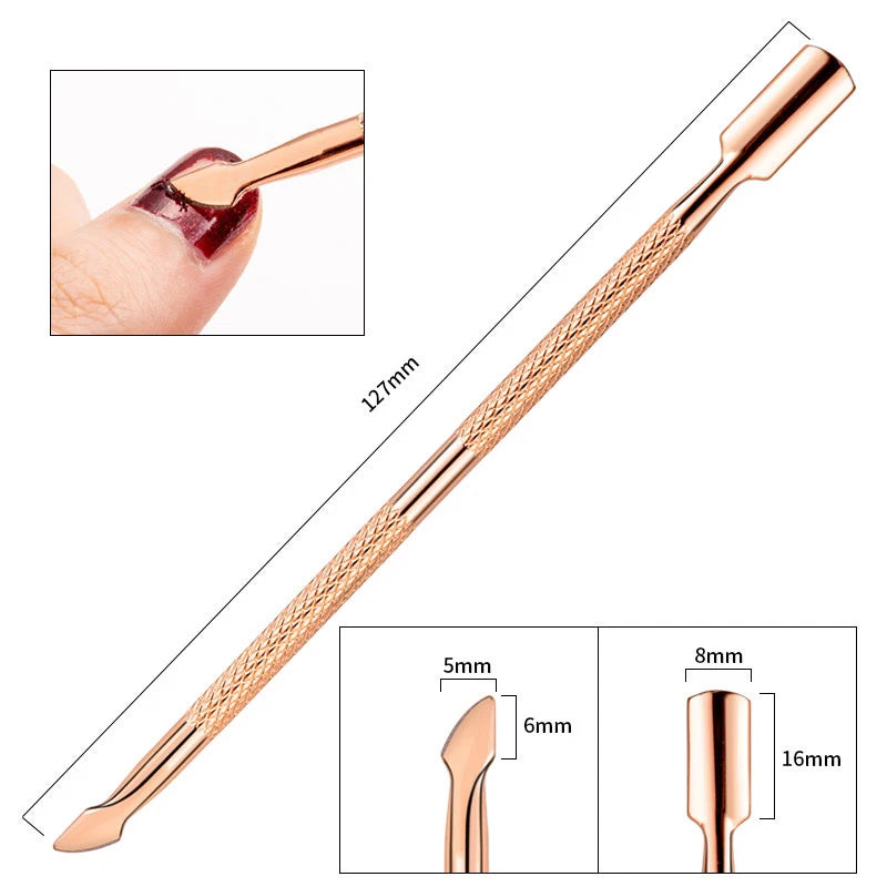 2-Ways Stainless Steel Cuticle Pusher Dead Skin Remover for Pedicure Manicure, Nail Care Cleaner Tool