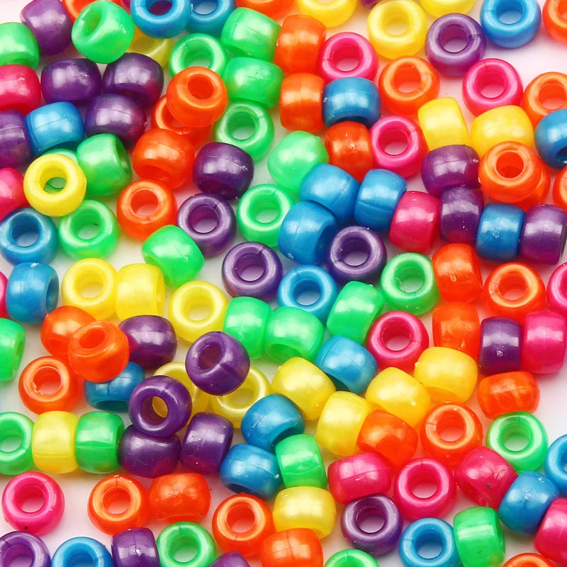 100pcs Colorful Pony Beads Fashion Big Hole Hair Beads For Jewelry Making Kids DIY Bracelet Necklace Handcrafts Girls Wholesale