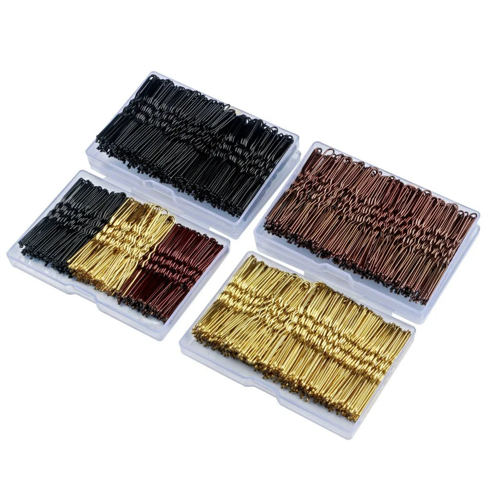 50Pcs Women Hair Waved U-Shaped Bobby Pin Barrette Salon Grip Clip Bridal Hairpins Black Metal Hair Accessories For Bun 5/6/7 cm