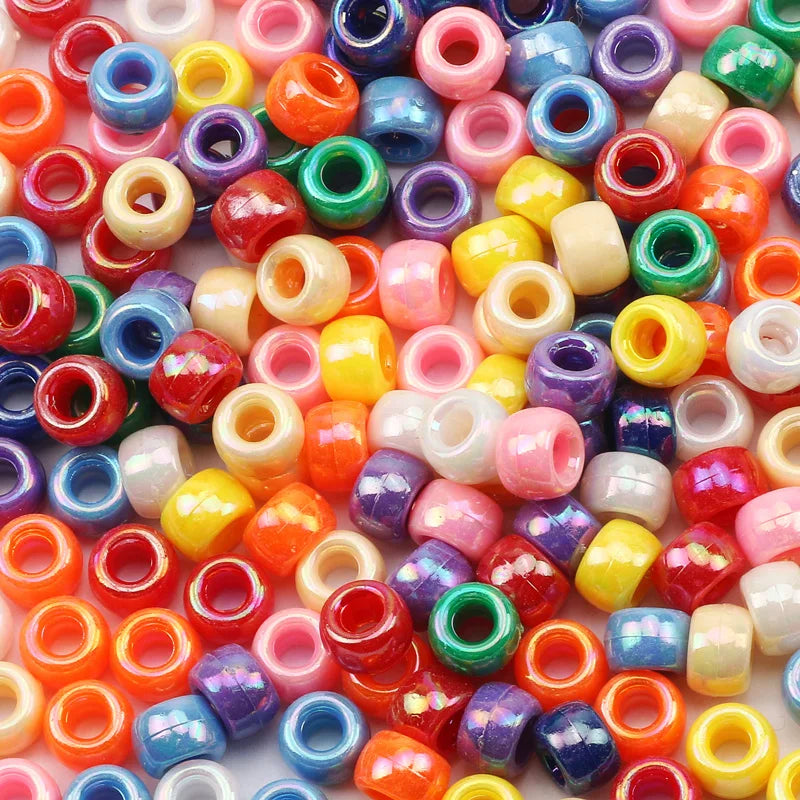 100pcs Colorful Pony Beads Fashion Big Hole Hair Beads For Jewelry Making Kids DIY Bracelet Necklace Handcrafts Girls Wholesale