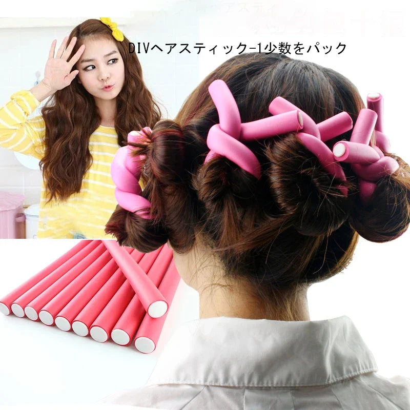 10 Pcs/Set Hair Curing Rod Magic Air Hair Roller Curling Sticks Soft Hair Curler Foam Twist Flexi Rods Hairs DIY Styling Tools