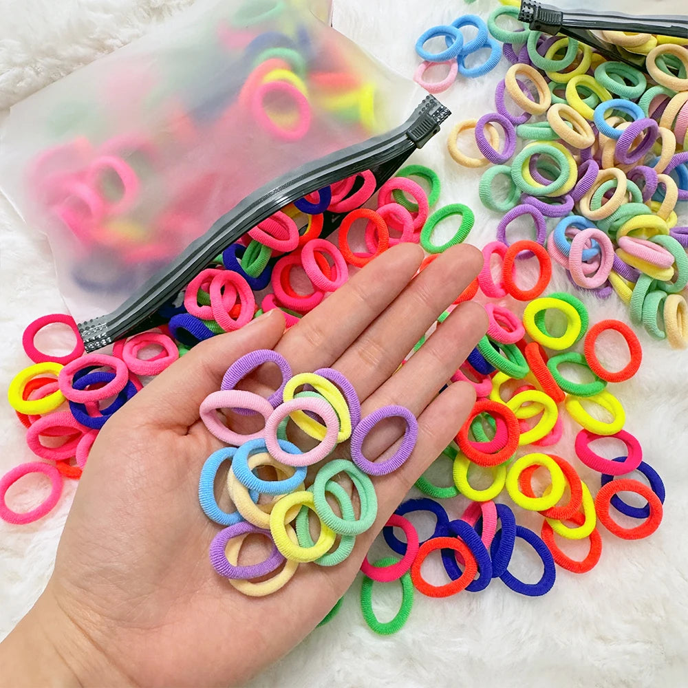 50Pcs/lot Candy Color Elastic Hair Band for Children Mini Small Rubber Band Kids Double Ponytail Braid Headband Girls Hair Tie