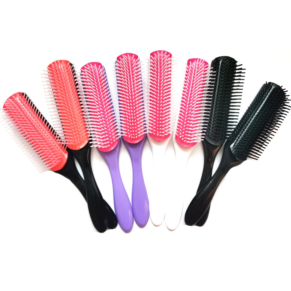 4 Color 9-Rows Denman Brush Women Detangling Styling Hairbrush Scalp Massager Salon Hairdressing Straight Curly Wet 4c Hair Comb