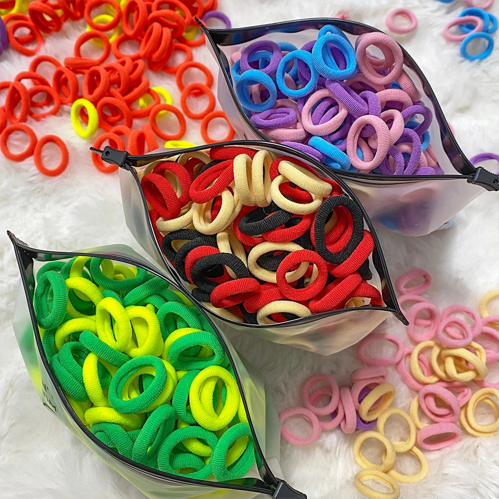 50Pcs/lot Candy Color Elastic Hair Band for Children Mini Small Rubber Band Kids Double Ponytail Braid Headband Girls Hair Tie