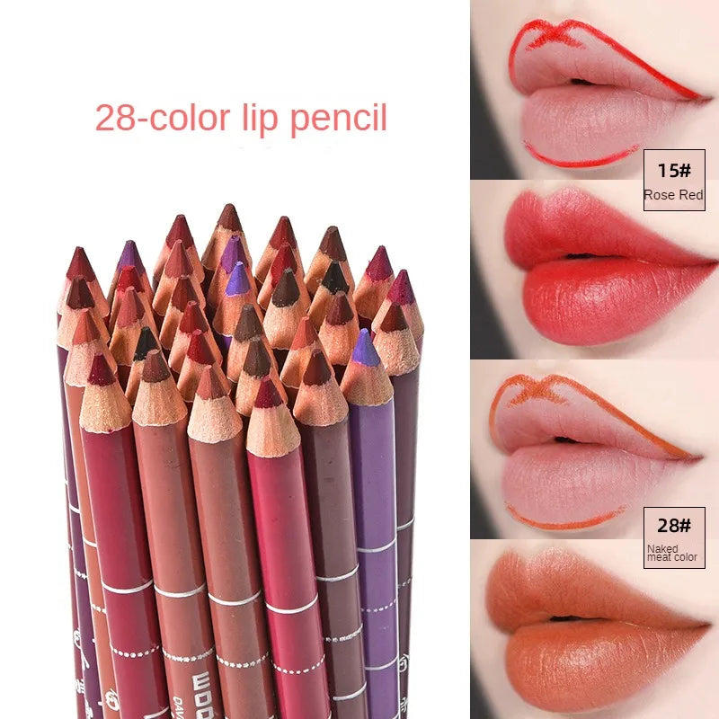 1PC Professional Wood Lip Liner Waterproof Lady Charming Lip Liner Soft Pencil Makeup Women's Long Lasting Cosmetic Tool 28Color