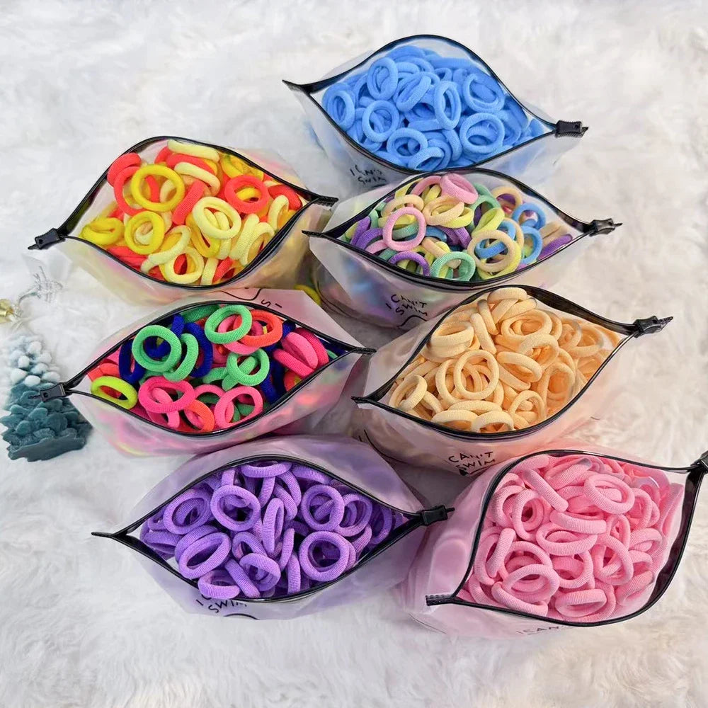 50Pcs/lot Candy Color Elastic Hair Band for Children Mini Small Rubber Band Kids Double Ponytail Braid Headband Girls Hair Tie